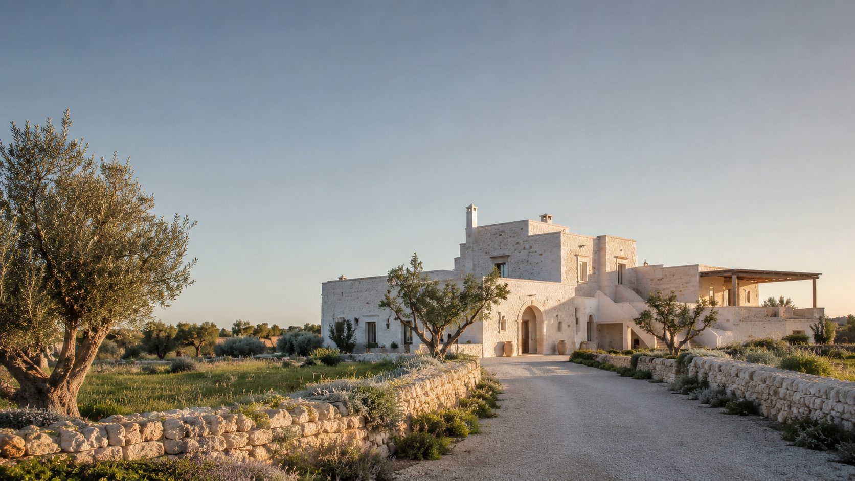 Puglian masseria among olive groves