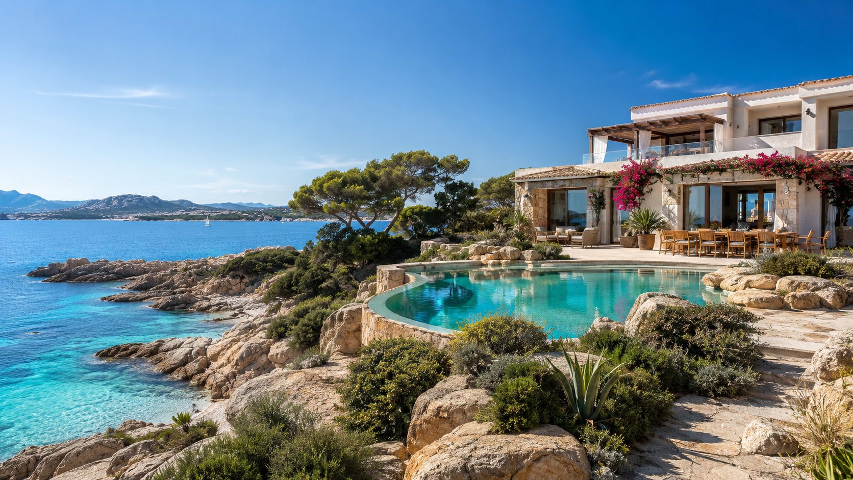 Sardinian villa above a turquoise Costa Smeralda cove
